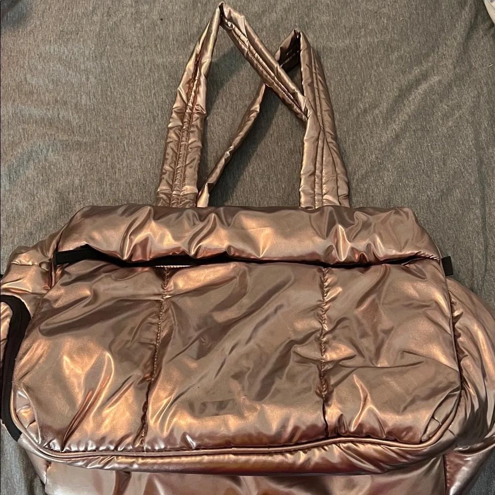 Calpak Metallic Rose Gold Lukka Tote Bag - Picture 1 of 4